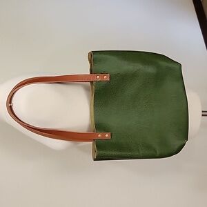 Portland Leather Goods Small Tote Bag Pebbled Leather Emerald Green Classic